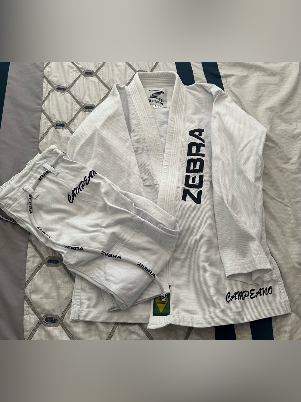Zebra Campeano BJJ Gi Kimono (White) - Size A2